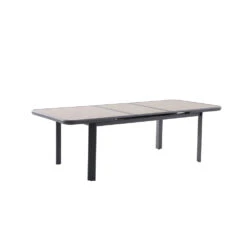Table De Jardin Extensible Liège Grise En Aluminium - 249x103x76 Cm