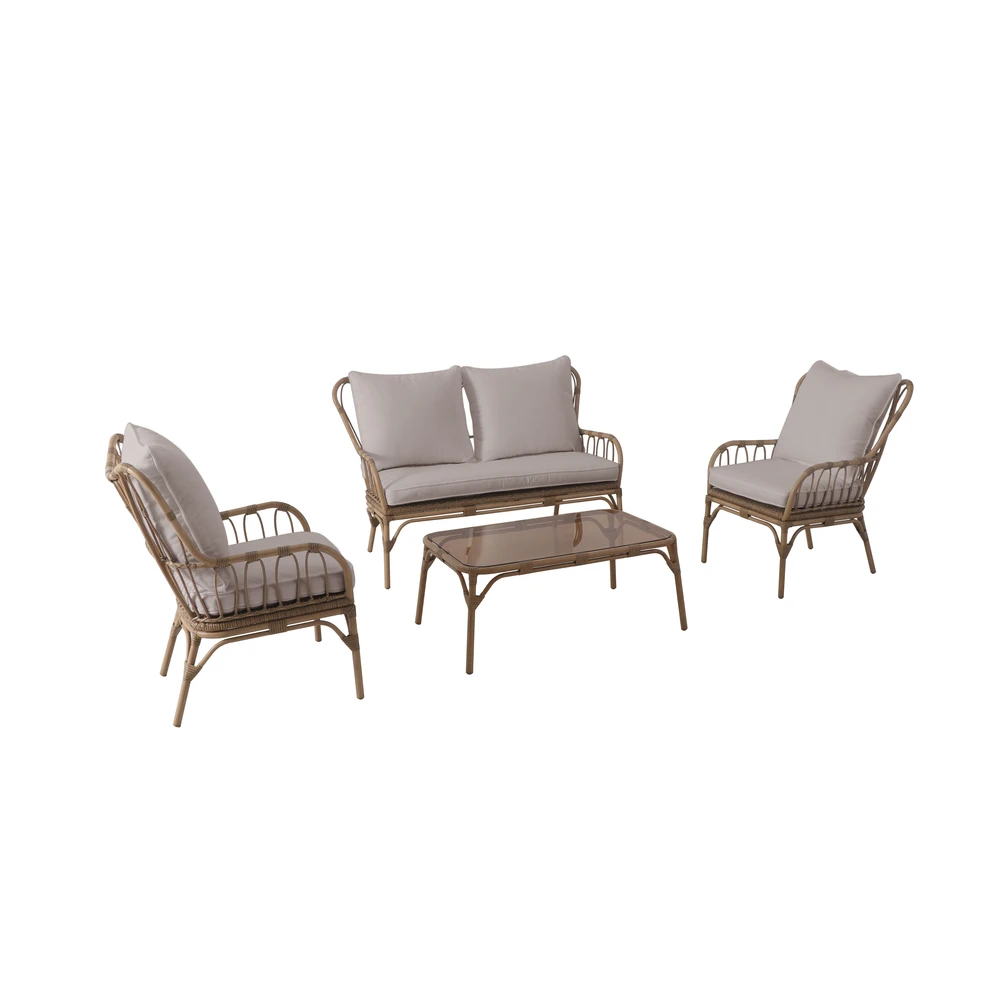 Salon De Jardin AGAPE En Aluminium - 1 Canapé, 1 Table Et 2 Fauteuils 3 Salon De Jardin AGAPE En Aluminium - 1 Canapé, 1 Table Et 2 Fauteuils