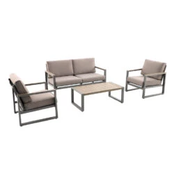 Salon De Jardin AVA - 1 Canapé, 1 Table Et 2 Fauteuils