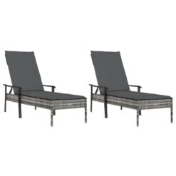 VIDAXL Chaises Longues 2pcs Avec Table Et Coussins Gris Résine Tressée 12 VIDAXL Chaises Longues 2pcs Avec Table Et Coussins Gris Résine Tressée -Le Coin Detente Boutique 2b28eb34da0d1523