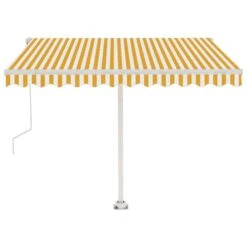 VIDAXL Auvent Automatique Capteur De Vent/led 350x250cm Jaune Et Blanc -Le Coin Detente Boutique 6426dd8329ccf2.79937700
