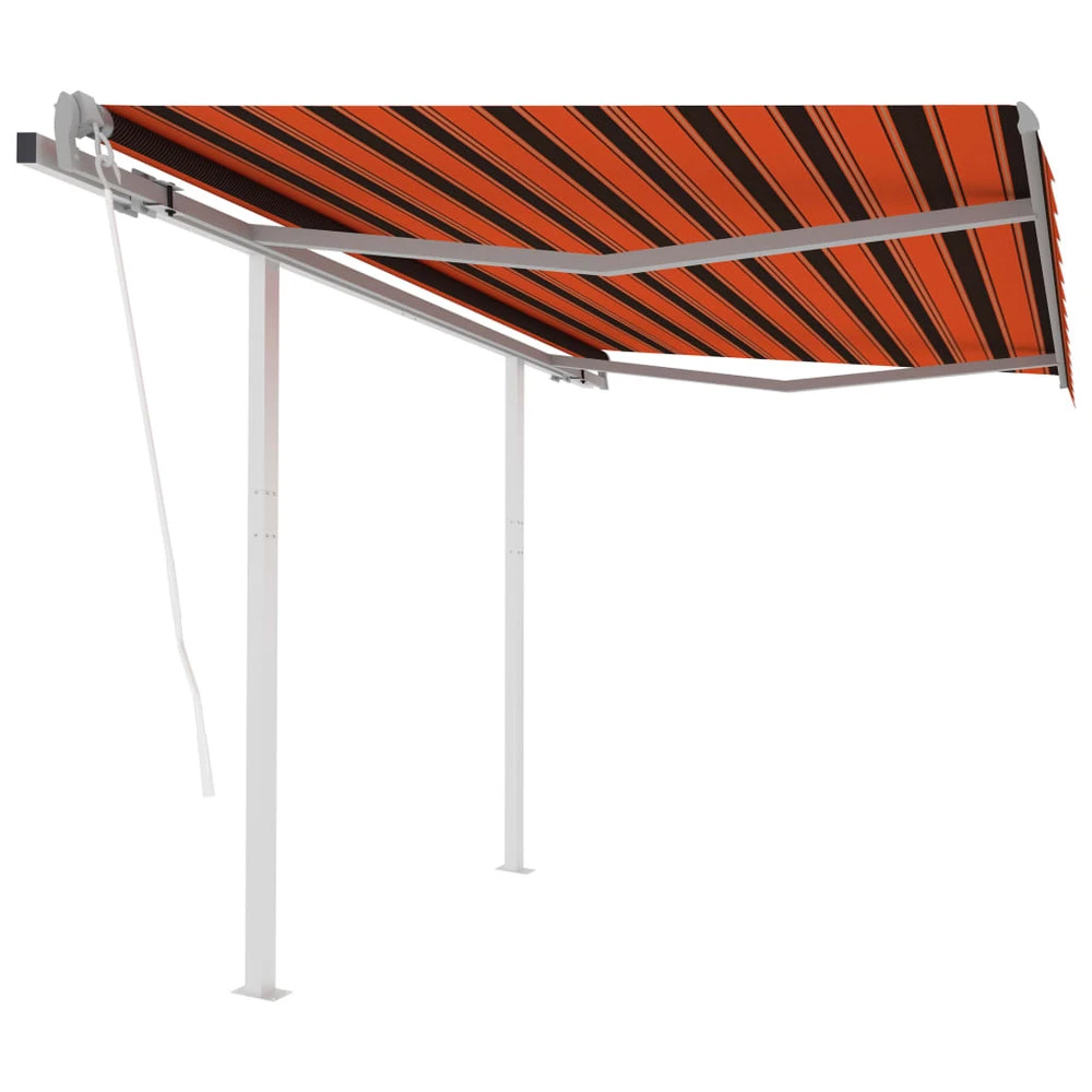 VIDAXL Auvent Rétractable Automatique Et Poteaux 3x2,5 M Orange Marron 3 VIDAXL Auvent Rétractable Automatique Et Poteaux 3x2,5 M Orange Marron
