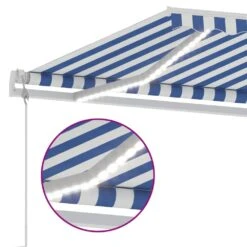 VIDAXL Auvent Automatique Capteur De Vent/led 300x250 Cm Bleu Et Blanc -Le Coin Detente Boutique 6426ddaacbec88.27690368