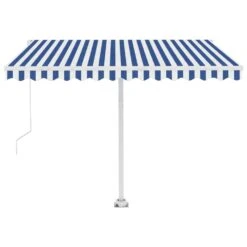 VIDAXL Auvent Automatique Capteur De Vent/led 300x250 Cm Bleu Et Blanc -Le Coin Detente Boutique 6426ddaad3bff2.47463444
