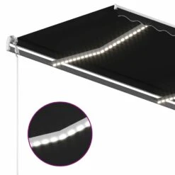 VIDAXL Auvent Automatique Et Capteur De Vent Led 4,5x3,5 M Anthracite -Le Coin Detente Boutique 6426ddb3321902.14220783