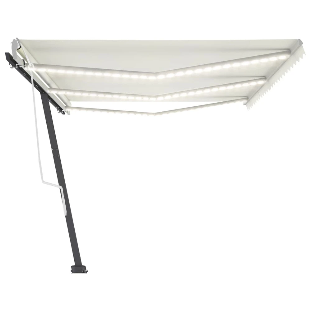 VIDAXL Auvent Manuel Rétractable Avec Led 600x350 Cm Crème 7 VIDAXL Auvent Manuel Rétractable Avec Led 600x350 Cm Crème – Image 5