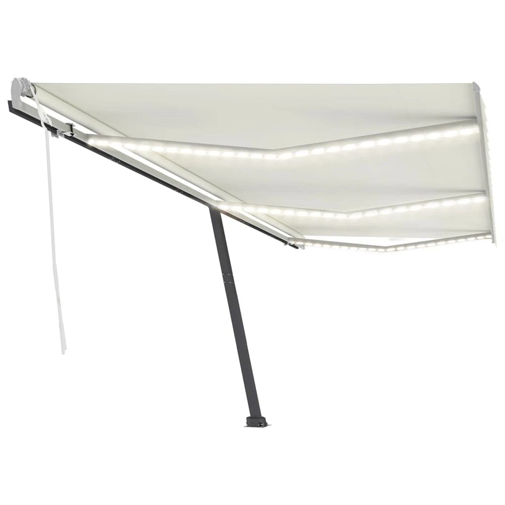 VIDAXL Auvent Manuel Rétractable Avec Led 600x350 Cm Crème 4 VIDAXL Auvent Manuel Rétractable Avec Led 600x350 Cm Crème – Image 2