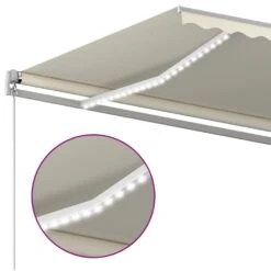 VIDAXL Auvent Automatique Avec Capteur De Vent Et Led 4x3,5 M Crème -Le Coin Detente Boutique 6426ddd25cae74.65197573