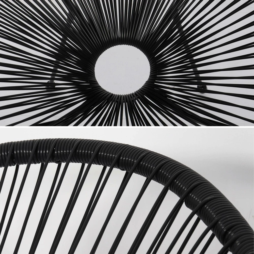 Fauteuil Acapulco Forme D'oeuf - Noir - Fauteuil 4 Pieds Design Rétro. Cordage Plastique. Intérieur / Extérieur 8 Fauteuil Acapulco Forme D'oeuf - Noir - Fauteuil 4 Pieds Design Rétro. Cordage Plastique. Intérieur / Extérieur – Image 6