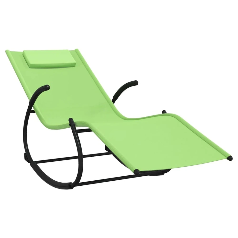 VIDAXL Chaise Longue à Bascule Vert Acier Et Textilène 4 VIDAXL Chaise Longue à Bascule Vert Acier Et Textilène – Image 2