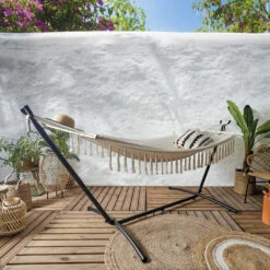 Hamac Beige à Franges Terre Inconnue 285 X 90 Cm -Le Coin Detente Boutique 644be8b9279ba0.83472502