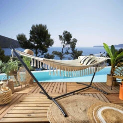 Hamac Beige à Franges Terre Inconnue 285 X 90 Cm -Le Coin Detente Boutique 644be8b92e27f8.72658908