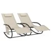 VIDAXL Chaises Longues à Bascule 2 Pcs Crème Acier Et Textilène