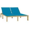 VIDAXL Chaise Longue Double Et Coussins Bleu Pin Imprégné -Le Coin Detente Boutique 645353206089c1.68750936