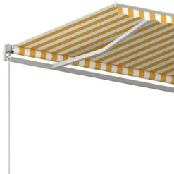 VIDAXL Auvent Rétractable Automatique Et Poteaux 4,5x3m Jaune Et Blanc -Le Coin Detente Boutique 645657dcc17535.22521095