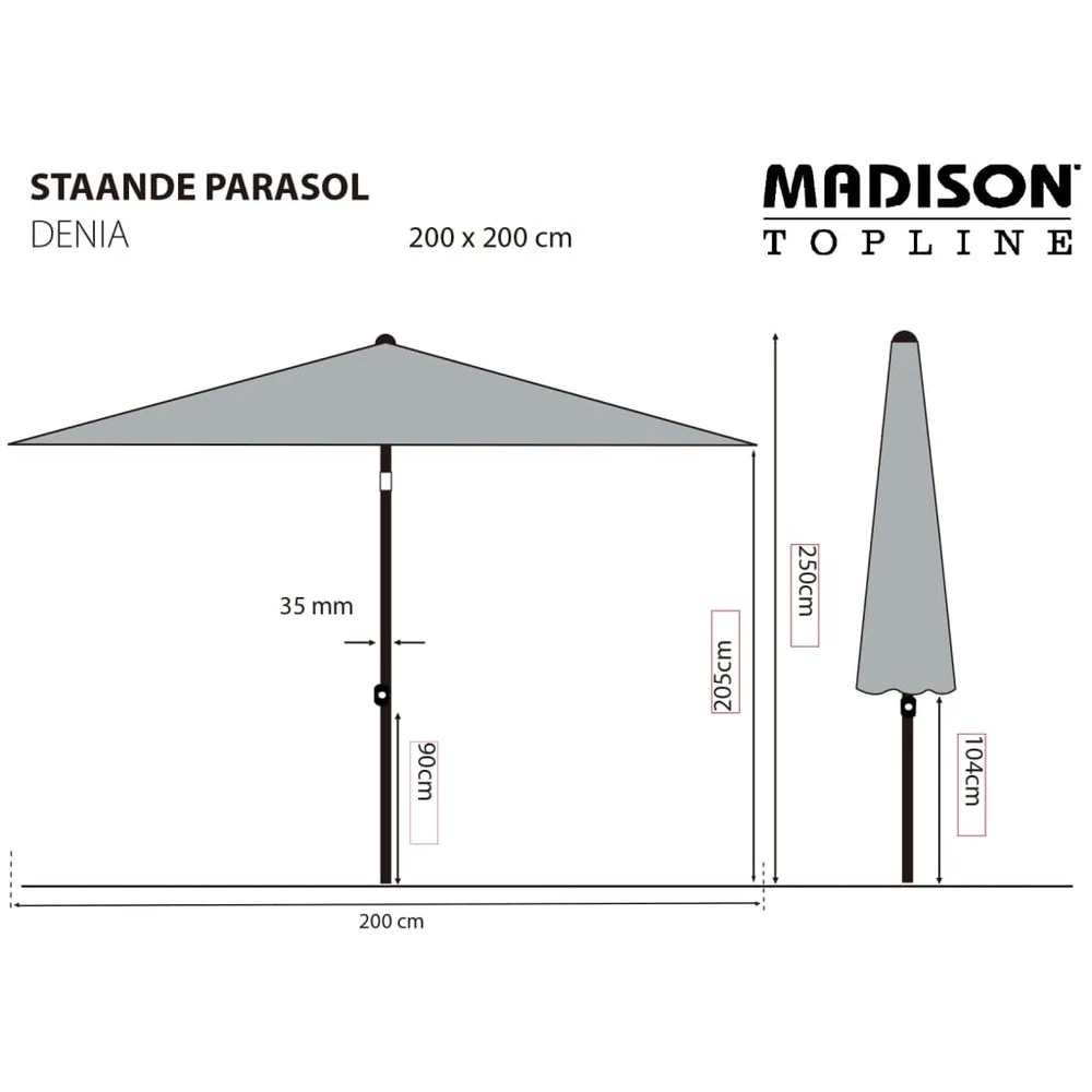 Madison Parasol Denia 200x200 Cm écru 8 Madison Parasol Denia 200x200 Cm écru – Image 6