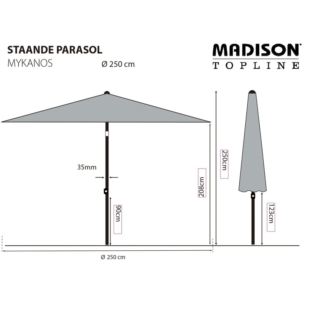 Madison Parasol Mykanos 250 Cm écru 8 Madison Parasol Mykanos 250 Cm écru – Image 6