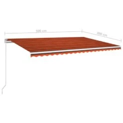 VIDAXL Auvent Manuel Rétractable Avec Led 500x300 Cm Orange Et Marron -Le Coin Detente Boutique 645a959835c946.92272444