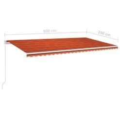 VIDAXL Auvent Manuel Rétractable 600x350 Cm Orange Et Marron -Le Coin Detente Boutique 645a959bbba9b6.48879745