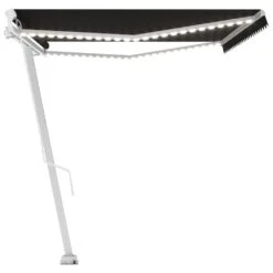 VIDAXL Auvent Manuel Rétractable Avec Led 500x300 Cm Anthracite -Le Coin Detente Boutique 645a959d7436f2.58389875