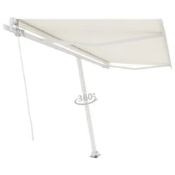 VIDAXL Auvent Manuel Rétractable Sur Pied 450x350 Cm Crème -Le Coin Detente Boutique 645a95ad51e300.37300227