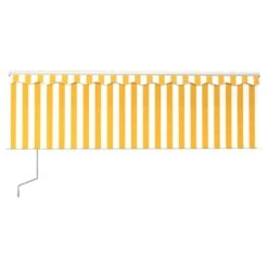 VIDAXL Auvent Automatique Rétractable Avec Store 4,5x3 M Jaune Et Blanc -Le Coin Detente Boutique 645a95b7c74494.02632928