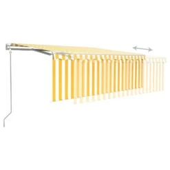 VIDAXL Auvent Automatique Rétractable Avec Store 4,5x3 M Jaune Et Blanc -Le Coin Detente Boutique 645a95b7cdad43.29697119