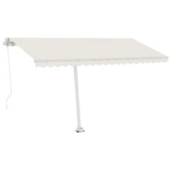 VIDAXL Auvent Manuel Rétractable Avec Led 450x300 Cm Crème -Le Coin Detente Boutique 645a95b9bac2f7.17617581