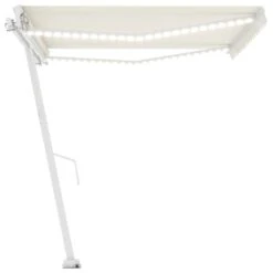 VIDAXL Auvent Manuel Rétractable Avec Led 450x300 Cm Crème -Le Coin Detente Boutique 645a95b9bdf522.09147796