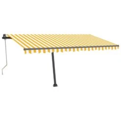VIDAXL Auvent Automatique Sur Pied 450x300 Cm Jaune/blanc -Le Coin Detente Boutique 645a95c378cda6.09342165