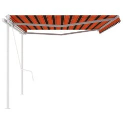 VIDAXL Auvent Rétractable Automatique Et Poteaux 5x3m Orange Et Marron -Le Coin Detente Boutique 645a95c532c2d7.34127381