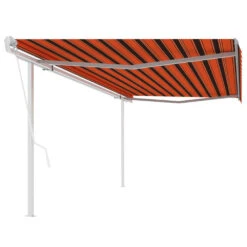 VIDAXL Auvent Rétractable Automatique Et Poteaux 5x3m Orange Et Marron