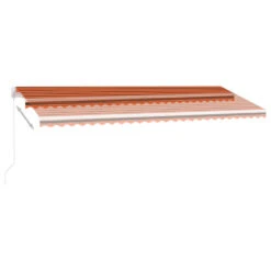 VIDAXL Auvent Manuel Rétractable Avec Led 500x350 Cm Orange Et Marron -Le Coin Detente Boutique 645a95c7021374.85766718