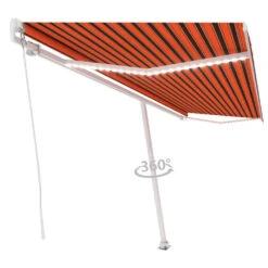 VIDAXL Auvent Manuel Rétractable Avec Led 500x350 Cm Orange Et Marron -Le Coin Detente Boutique 645a95c7124958.22708895