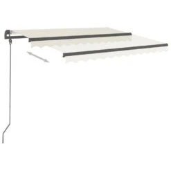 VIDAXL Auvent Manuel Rétractable Avec Poteaux 3,5x2,5 M Crème -Le Coin Detente Boutique 645a95d47946d6.25695988