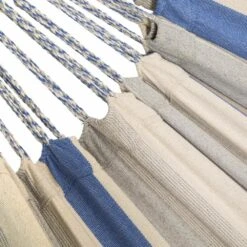 Toile De Hamac Rayée - Bleu Turquoise / Gris Clair / écru. 1 Personne. 100% Polycoton. 220x140cm -Le Coin Detente Boutique 64627e240f55b7.84826344