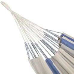 Toile De Hamac Rayée - Bleu Turquoise / Gris Clair / écru. 1 Personne. 100% Polycoton. 240x160cm -Le Coin Detente Boutique 64627e2c194c50.47654936