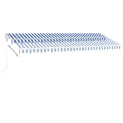 VIDAXL Auvent Automatique Capteur De Vent/led 500x300 Cm Bleu Et Blanc -Le Coin Detente Boutique 646716063422e7.23553186