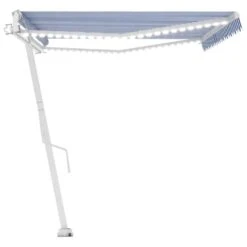 VIDAXL Auvent Automatique Capteur De Vent/led 500x300 Cm Bleu Et Blanc -Le Coin Detente Boutique 64671606403063.39550843