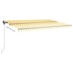 VIDAXL Auvent Manuel Rétractable Avec Led 500x300 Cm Jaune Et Blanc -Le Coin Detente Boutique 64671610b85506.82320741