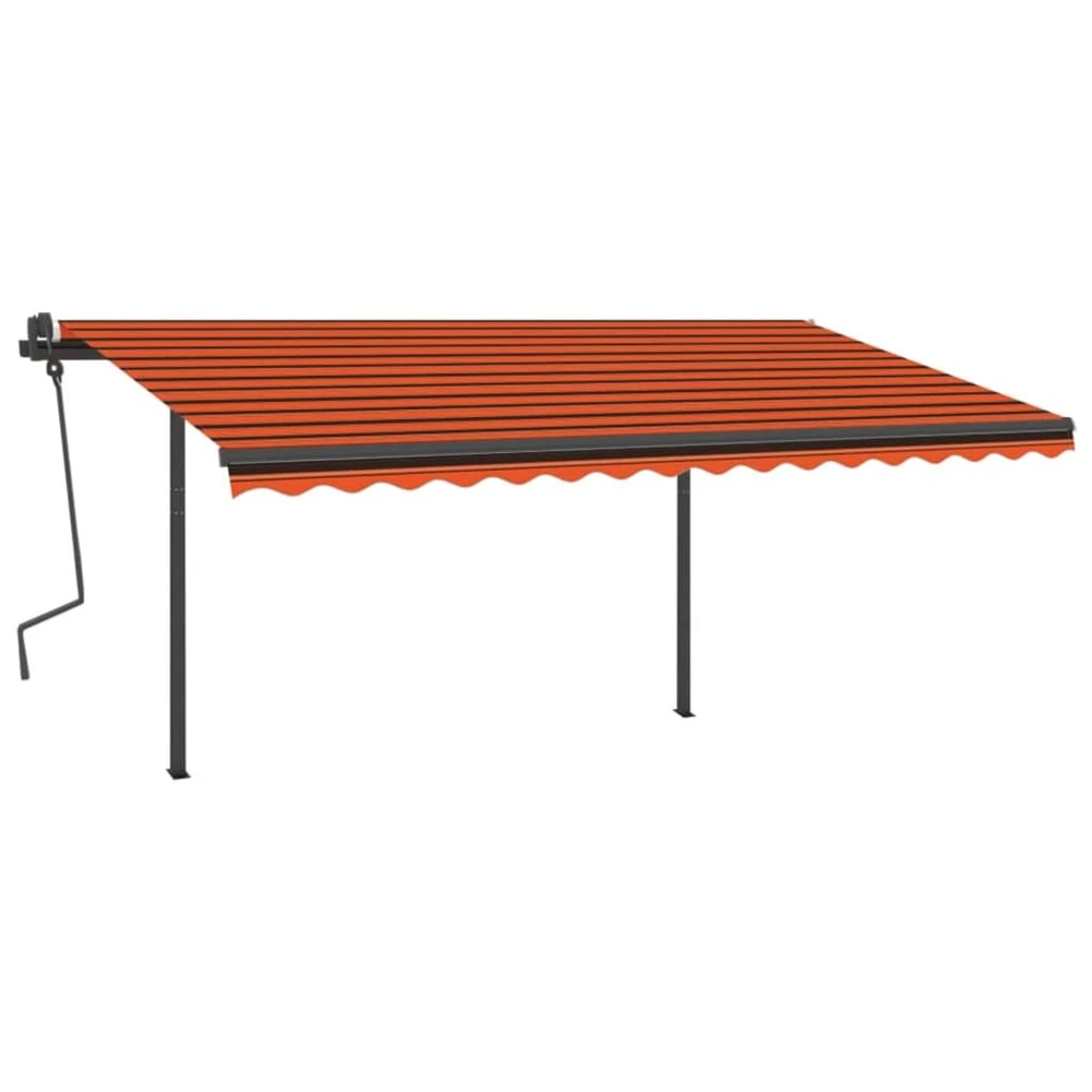 VIDAXL Auvent Automatique Rétractable Poteaux 4x3,5 M Orange Marron 4 VIDAXL Auvent Automatique Rétractable Poteaux 4x3,5 M Orange Marron – Image 2