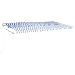 VIDAXL Auvent Automatique Capteur De Vent Led 600x350 Cm Bleu Et Blanc -Le Coin Detente Boutique 6467161e50b8f2.31547449