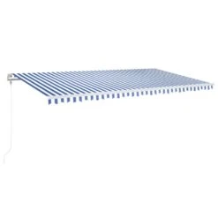 VIDAXL Auvent Automatique Capteur De Vent Led 600x350 Cm Bleu Et Blanc