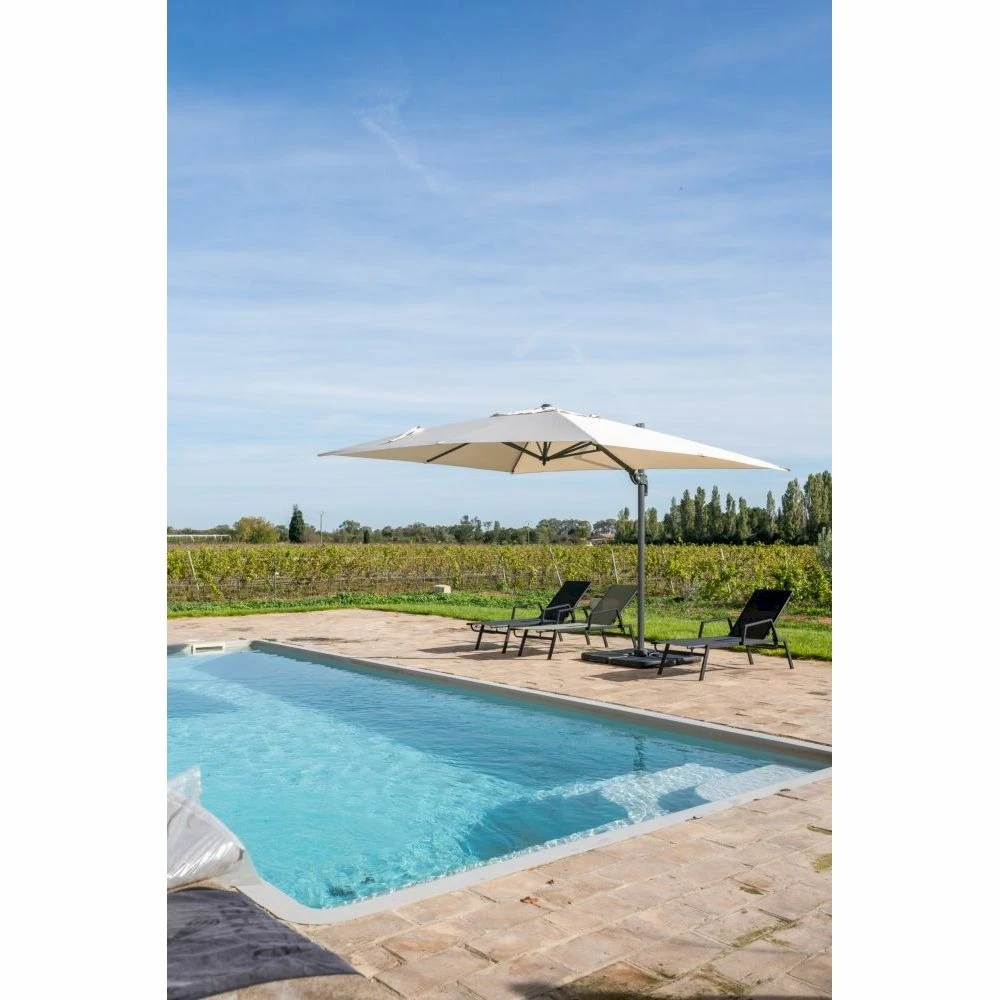 Parasol Déporté Ecru + Dalle Et Housse L400xh272xl300 - Gabin - Cezare 3 Parasol Déporté Ecru + Dalle Et Housse L400xh272xl300 - Gabin - Cezare