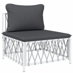 VIDAXL Canapé Central De Jardin Avec Coussins Blanc Tissu Tissé