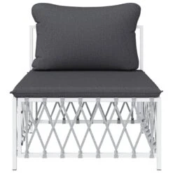 VIDAXL Canapé Central De Jardin Avec Coussins Blanc Tissu Tissé 11 VIDAXL Canapé Central De Jardin Avec Coussins Blanc Tissu Tissé -Le Coin Detente Boutique 646d11314f9612.27740338