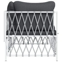 VIDAXL Canapé D'angle De Jardin Avec Coussins Blanc Tissu Tissé 13 VIDAXL Canapé D'angle De Jardin Avec Coussins Blanc Tissu Tissé -Le Coin Detente Boutique 646d14568a92f2.95157888