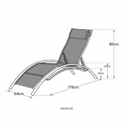 Baisao - Bain De Soleil Courbé Textilène Aluminium - Inclinable - Coussin De Tête - Léger Et Confortable - Taupe/blanc - X2 -Le Coin Detente Boutique 646d14a3902cd5.67623624