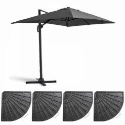 Parasol Déporté 2x3 M Et 4 Dalles Lestées Aluminium Gris Anthracite