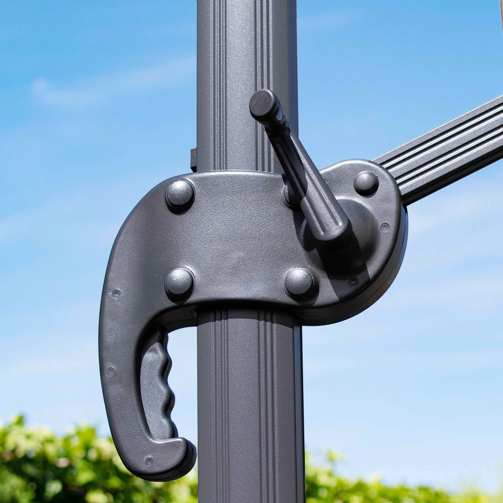 Parasol Déporté 3x4m Et 4 Dalles Lestées Aluminium Gris Anthracite 6 Parasol Déporté 3x4m Et 4 Dalles Lestées Aluminium Gris Anthracite – Image 4